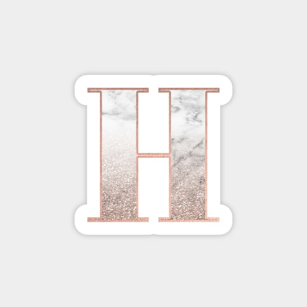 Monogram rose gold glitter marble H Sticker by marbleco